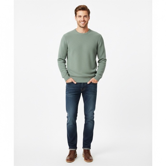 J. Crew Men's Cotton Silk Sage Crewneck Knit Sweater Medium - Picture 2 of 9